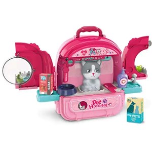 کوله پشتی ست نگهداری گربه خانگی رنگ صورتی _اسباب بازی مشاغل